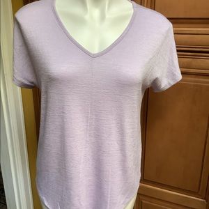 V NECK SHORT SLEEVE KNIT TOP